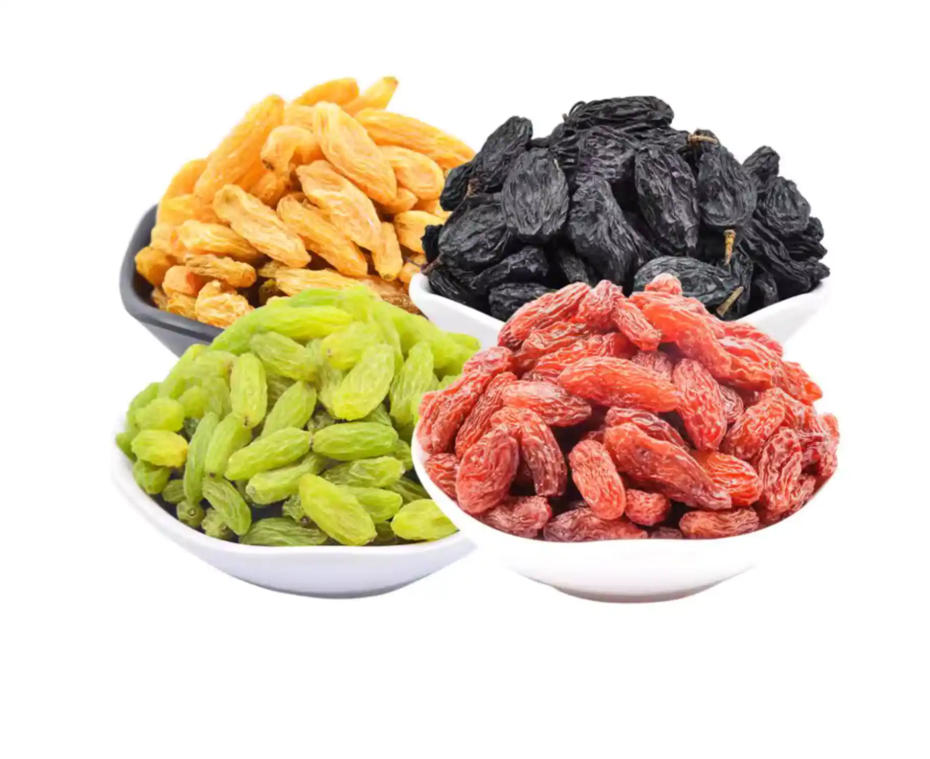 Green black and golden Afghan raisins